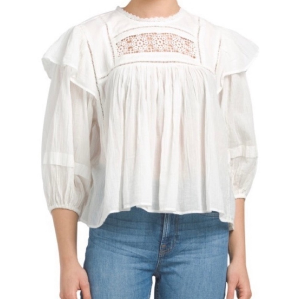 NWT Free People Laura Ivory Puff Sleeve Blouse
